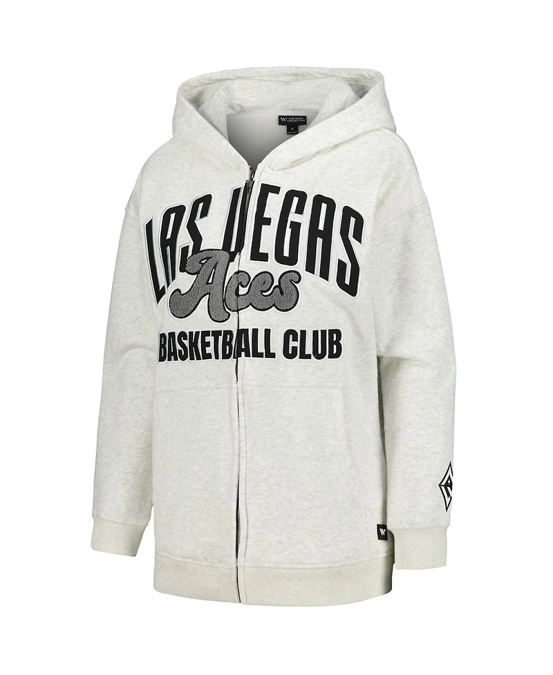 The Wild Collective Women's Heather Gray Las Vegas Aces Washed Full-Zip Hoodie