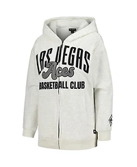 The Wild Collective Women's Heather Gray Las Vegas Aces Washed Full-Zip Hoodie