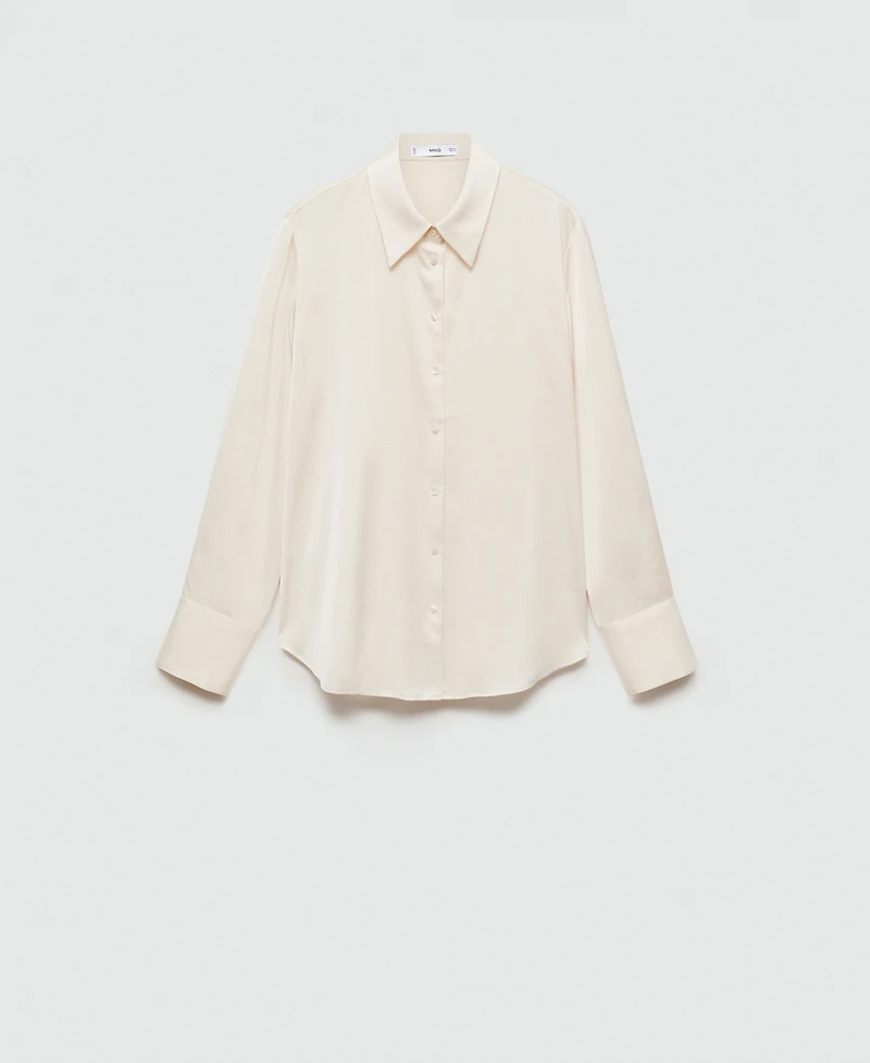 Mango Women's Satin Finish Flowy Shirt
