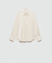 Mango Women's Satin Finish Flowy Shirt