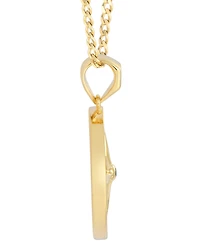 Men's Black Diamond Star Compass Medallion 22" Pendant Necklace (1/8 ct. t.w.) in 14k Gold-Plated Sterling Silver