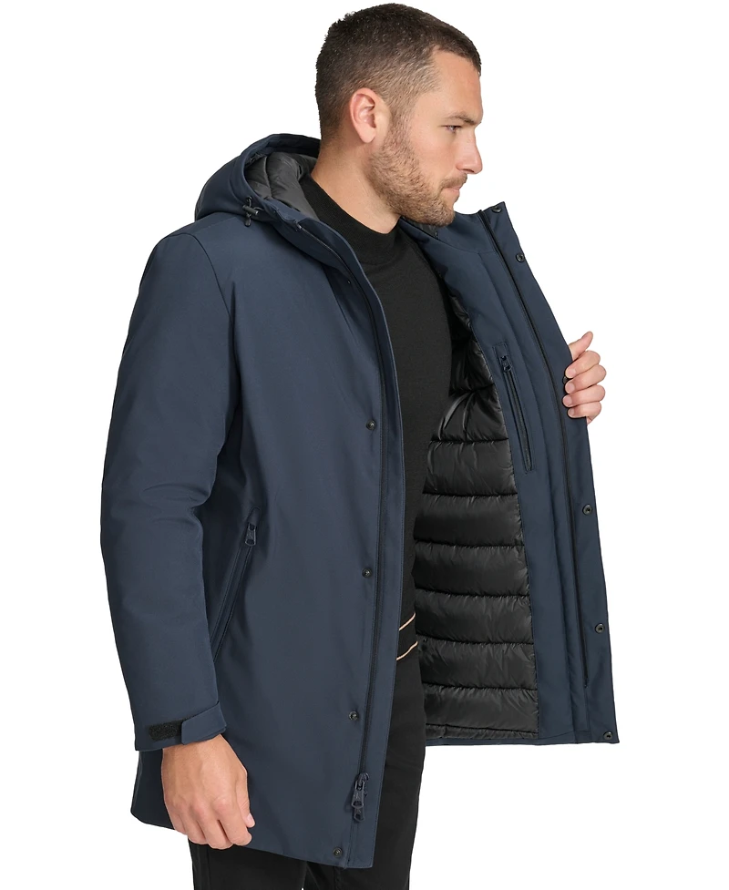 Calvin Klein Men's Flextech Stretch Water-Resistant Hooded Stadium Jacket