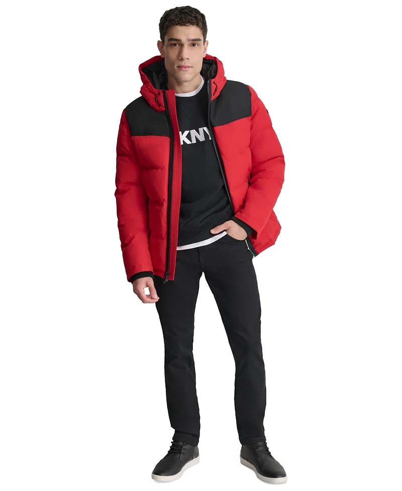 Dkny Men's Mixed-Media Puffer Coat, Created for Macy's