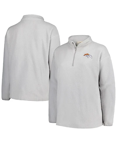 Profile Women's Gray Denver Broncos Plus Sherpa Quarter-Zip Jacket