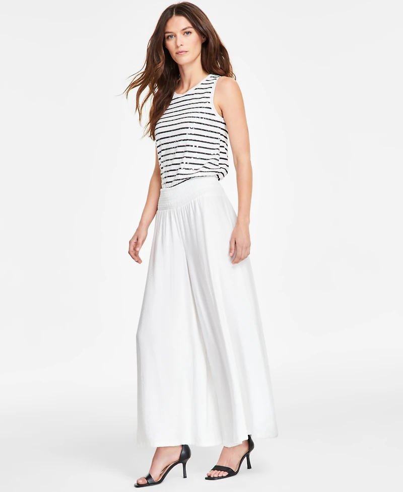 Vince Camuto Women's Smocked-Waist Wide-Leg Pull-On Pants