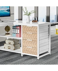 Tribesigns L Shaped Computer Desk with Storage Drawers, 59 inch Corner Desk with Shelves, Reversible L-Shaped Office Desk Study Writing Table Workstat