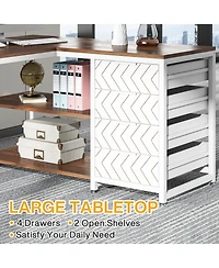 Tribesigns L Shaped Computer Desk with Storage Drawers, 59 inch Corner Desk with Shelves