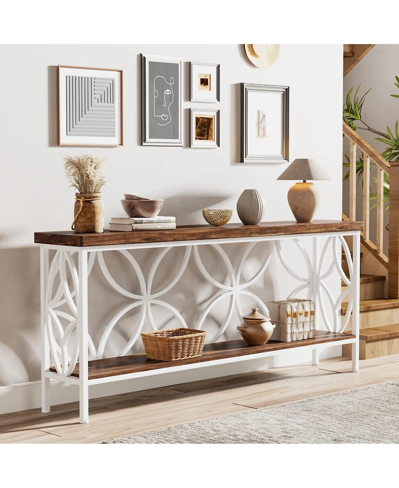 Tribesigns 70.9-Inch Narrow Sofa Table, Industrial Long Table Behind Couch for Entryway, Living Room, Foyer, Unique Design