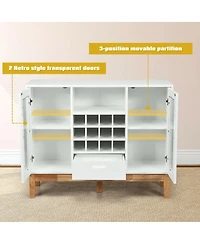 Sugift Wood Wine Storage Cabinet Sideboard Console Buffet Server