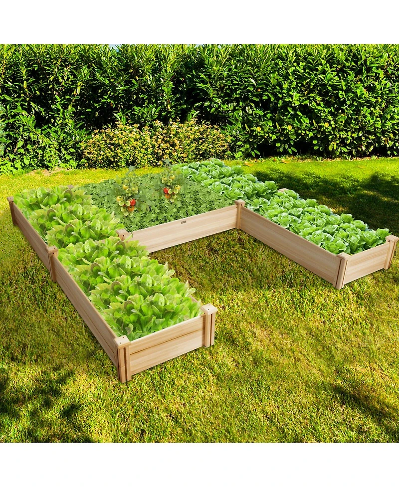 U-Shaped Wooden Garden Raised Bed for Backyard and Patio