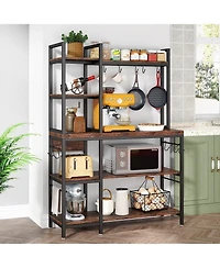Tribesigns Bakers Rack with Storage for Kitchen 43 Inch Wide Large Racks Shelves, 5-Tier Tall Utility Shelves Organizers and 10 Hooks