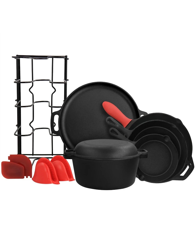MegaChef 12 Piece Round PreSeasoned Cast Iron Cookware Set