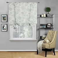 Kate Aurora Shabby Chic Floral Jacobean Sheer Single Tie Up Window Curtain Shade