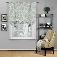 Kate Aurora Shabby Chic Floral Jacobean Sheer Single Tie Up Window Curtain Shade