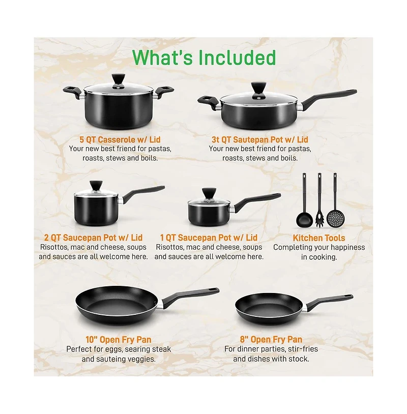 NutriChef Kitchenware Pots & Pans - Stylish Kitchen Cookware Set