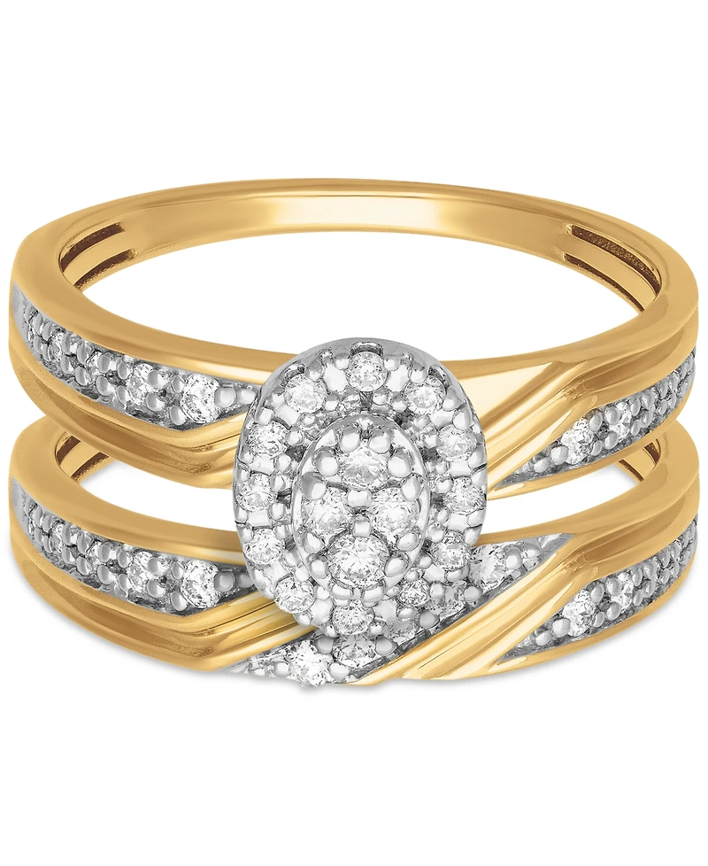 Diamond Oval Halo Cluster Bridal Set (1/3 ct. t.w.) 14k Gold
