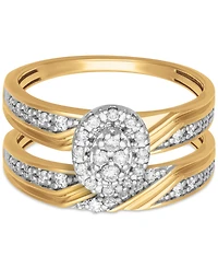 Diamond Oval Halo Cluster Bridal Set (1/3 ct. t.w.) 14k Gold