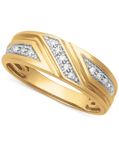 Men's Diamond Three Station Wedding Band (1/10 ct. t.w.) 14k Gold