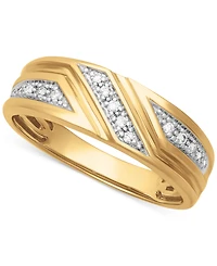 Men's Diamond Three Station Wedding Band (1/10 ct. t.w.) 14k Gold