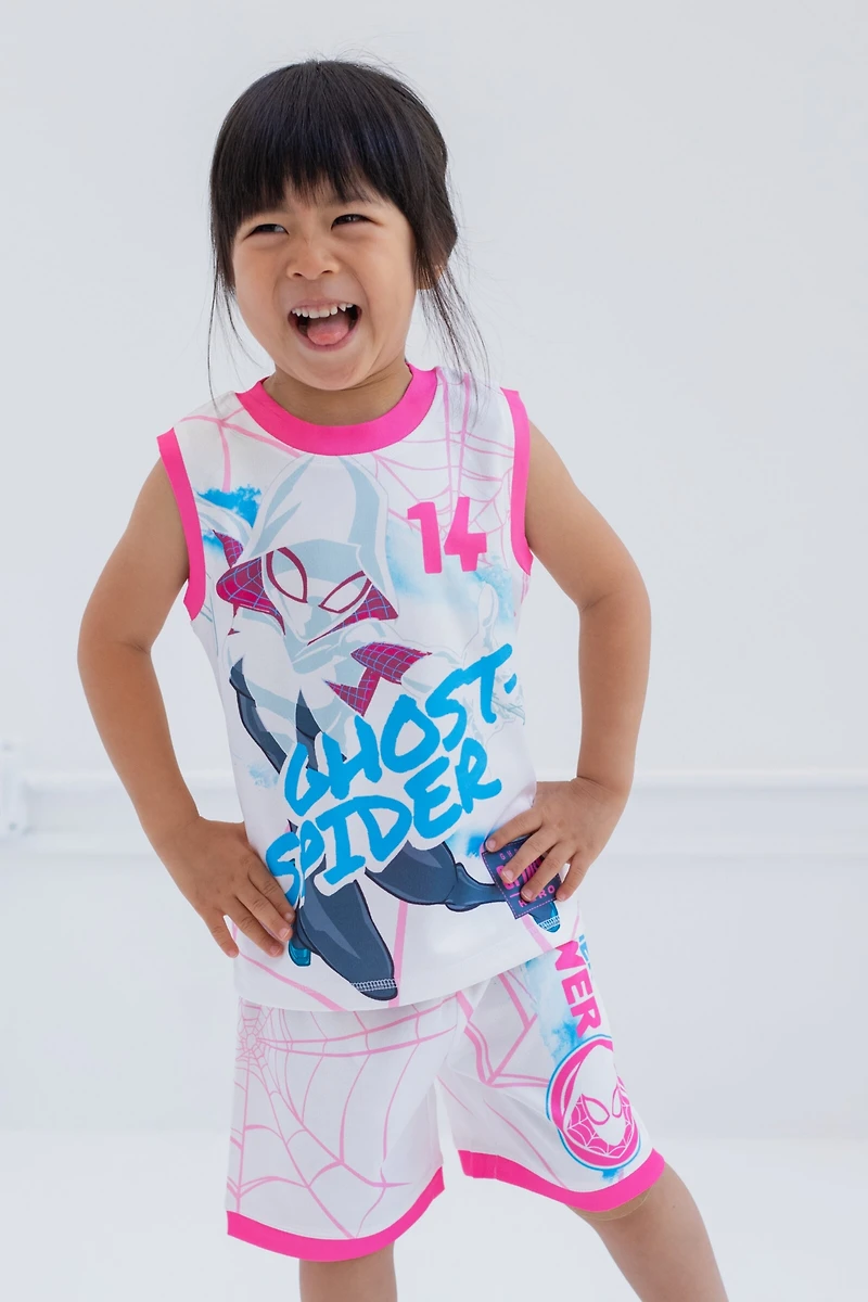Spider-Man Toddler Girls Marvel Spider-Gwen Ghost Spider Tank Top and Bike Shorts to