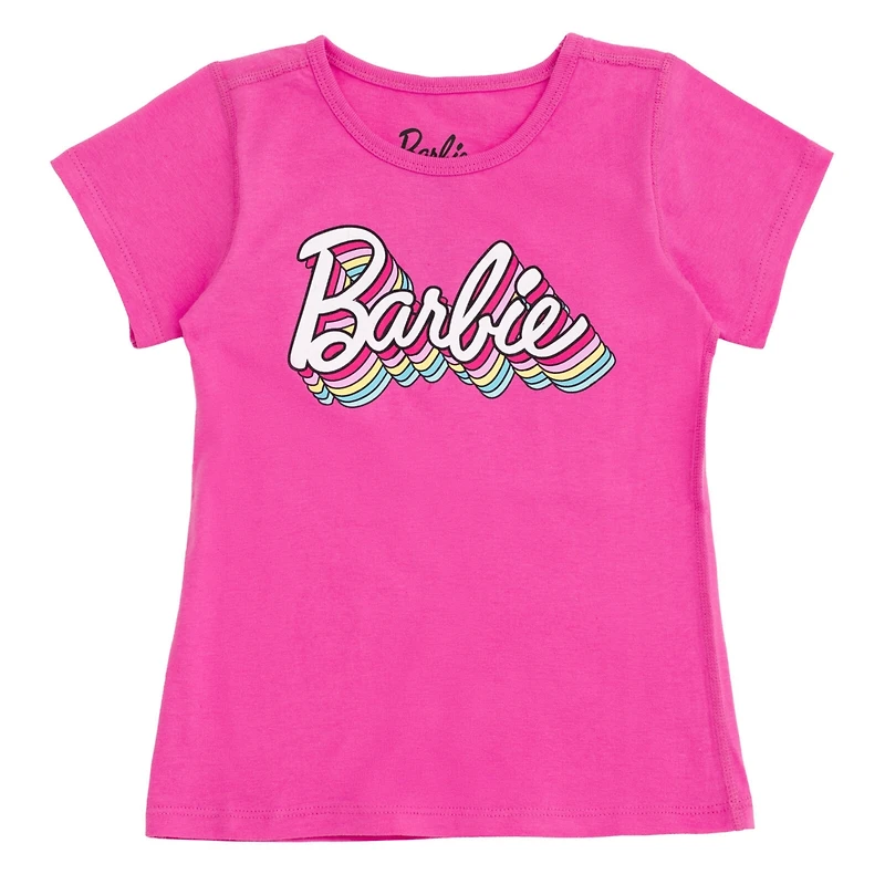 Barbie Little Girls 2 Pack Adaptive T-Shirts Sensory Friendly (4 - 7-8)