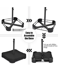 15Ft Patio Double-Sided Solar Led Market Umbrella Crank Base