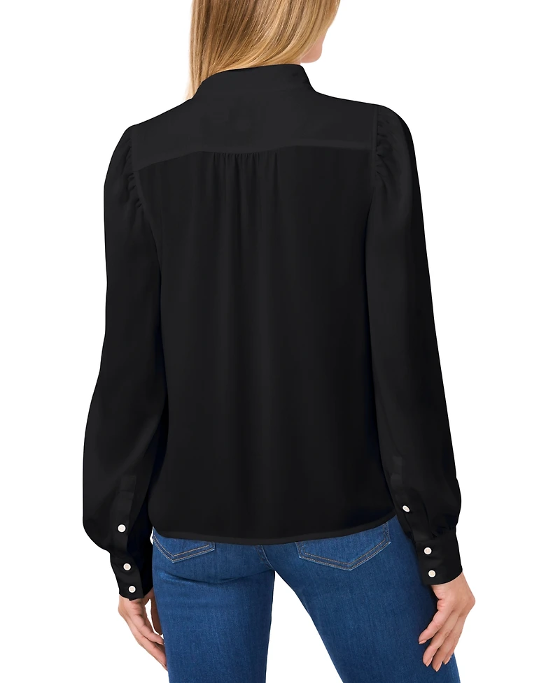 CeCe Women's Stand-Collar Long-Sleeve Blouse