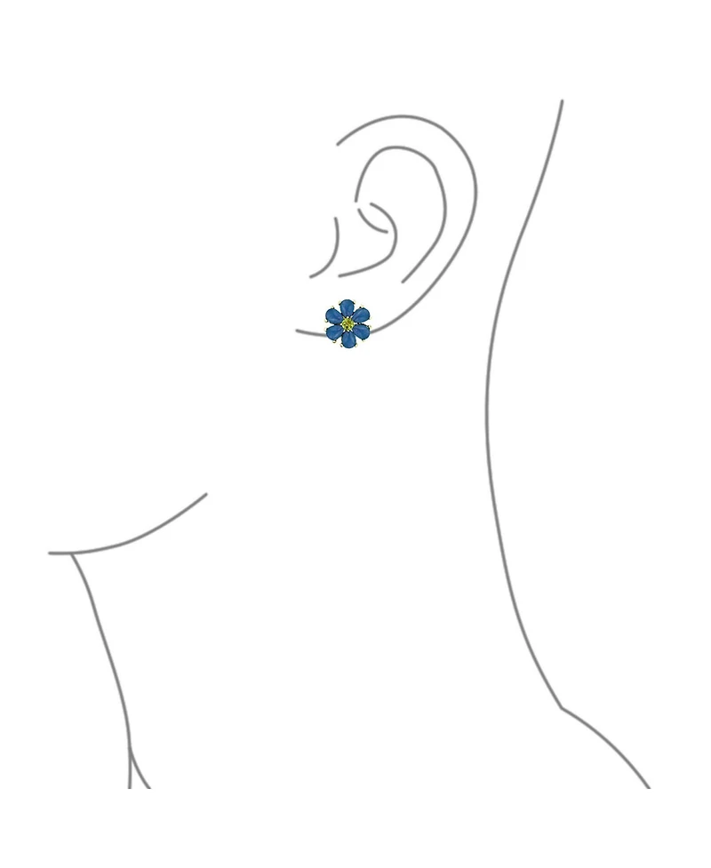 Bling Jewelry Purple Quartz Garden Flower Cz Clip-On Earrings - Non-Pierced Ears 14K Gold-Plated Sterling Silver Clip Accented with Green Cz