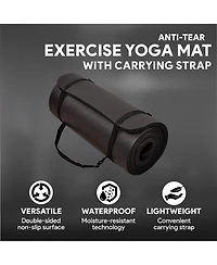 BalanceFrom Fitness GoYoga 71x24in Anti Tear Exercise Yoga Mat with Strap, Black