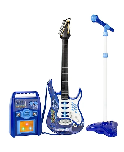 Best Choice Products Kids Electric Musical Guitar Toy Play Set w/ 6 Demo Songs, Whammy Bar, Microphone, Amp, Aux