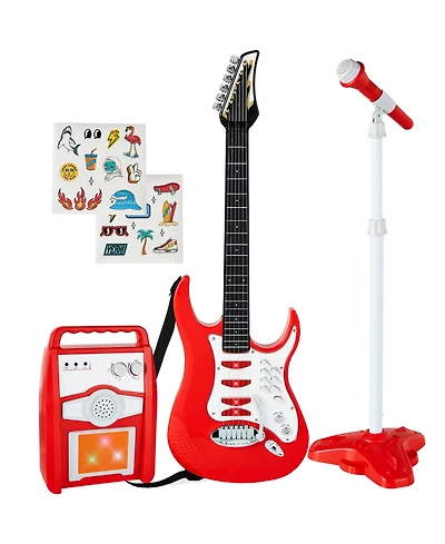 Best Choice Products Kids Electric Musical Guitar Toy Play Set w/ 6 Demo Songs, Whammy Bar, Microphone, Amp, Aux
