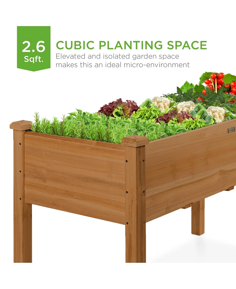 Best Choice Products 34x18x30in Raised Garden Bed, Elevated Wood Planter Box for Kids, Patio w/ Bed Liner