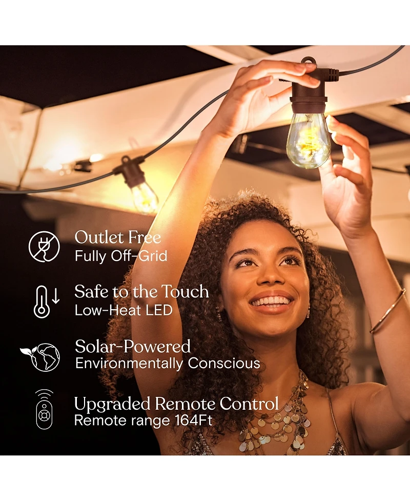 Ambience Pro 27 ft Outdoor Solar Led String Lights with Spiral Bulbs