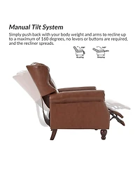 Justine Wooden Upholstery Genuine Leather Recliner with Tufted Back