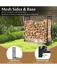 Skonyon 4 Feet Firewood Rack Stand with Mesh Sides