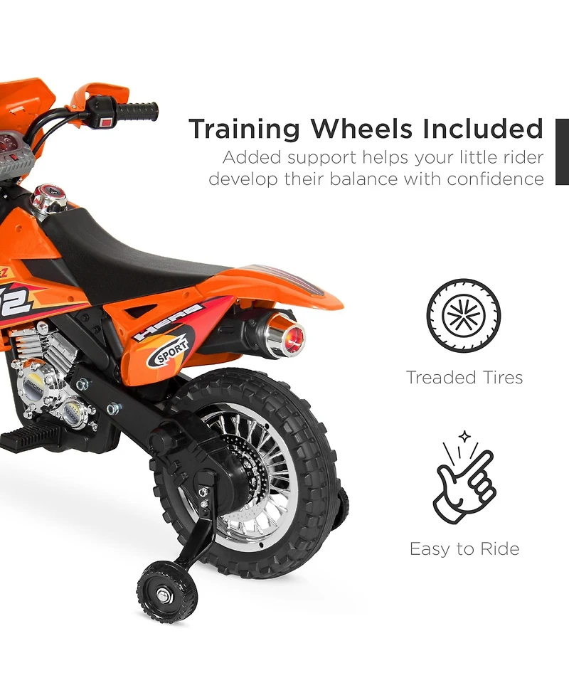 Best Choice Products 6V Kids Electric Battery Powered Ride On Motorcycle w/ Training Wheels, Lights, Music