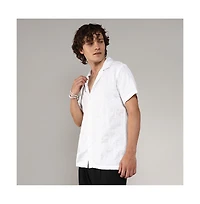 Men's Chalk White Embroidered Heathered Shirt