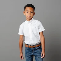 Hope & Henry Boys Short Sleeve Stretch Poplin Button Down Shirt