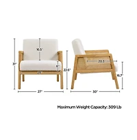 Yaheetech Fabric Upholstered Accent Chair with Rattan Sides
