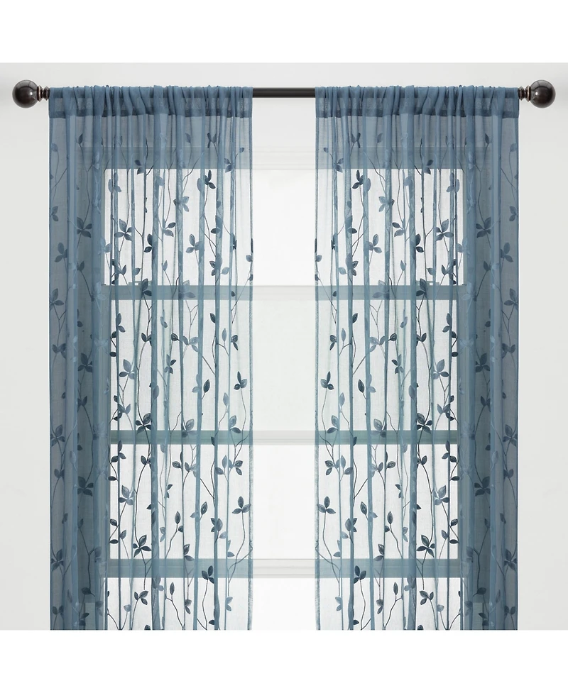 Chanasya Premium Embroidered Vine Curtains - Sheer for Living Room, Bedroom, Kitchen 52" x 96" White, 2 Panels
