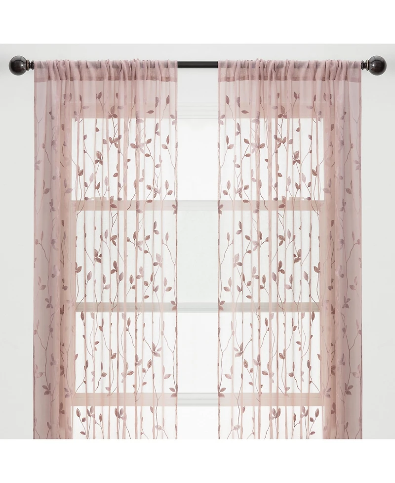 Chanasya Premium Embroidered Vine Curtains - Sheer Curtains for Living Room, Bedroom, Kitchen - 52" x 84" - White, 2 Panels