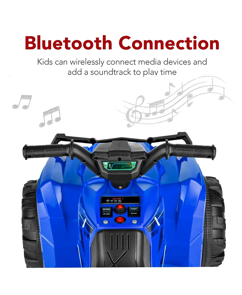 Best Choice Products 12V Kids Ride-On Atv Quad w/ Bluetooth, 2.4mph Max, Treaded Tires, Led Lights, Radio