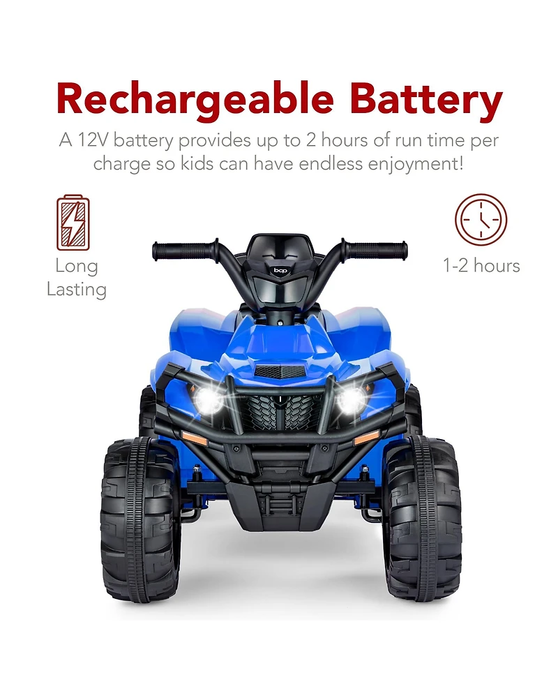Best Choice Products 12V Kids Ride-On Atv Quad w/ Bluetooth, 2.4mph Max, Treaded Tires, Led Lights, Radio