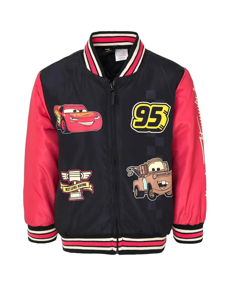 Disney Toddler Boys Toy Story Cars Zip Up Varsity Bomber Jacket to (2T - 7-8)