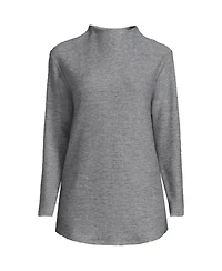 Lands' End Women's Petite Cable Ottoman Relaxed Long Sleeve Funnel Neck Tunic