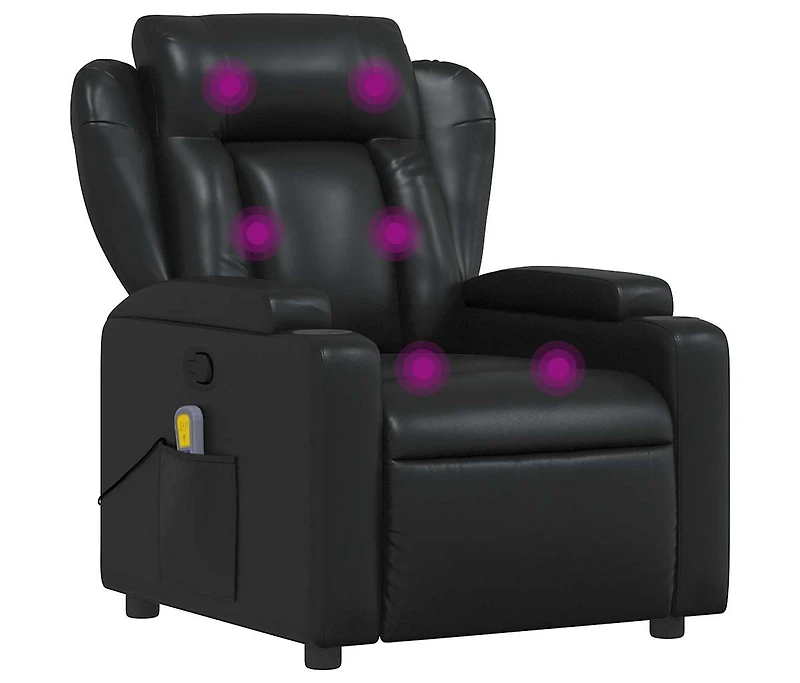 Massage Recliner Chair Black Faux Leather