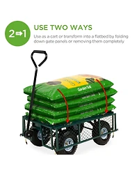 Best Choice Products Heavy-Duty Steel Garden Wagon Lawn Utility Cart w/ 400lb Capacity, Removable Sides, Handle - Gray