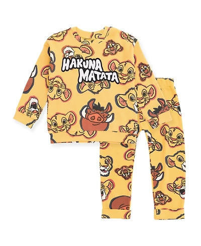 Disney Toddler Boys Mickey Mouse Lion King Winnie the Pooh Waffle Knit Sweatshirt & Pants Set Newborn to (0-3 Months - 5T)