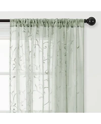 Chanasya Premium Embroidered Swirl Vine Curtains - Sheer Curtains for Living Room, Bedroom, Kitchen - 52" x 108" - Sage, 2 Panels