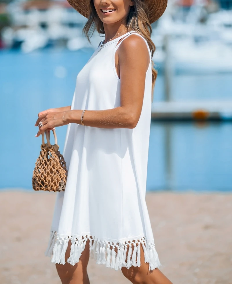 Cupshe Women's Boho Breeze Tassel Cover Up Dress
